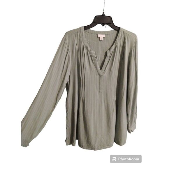 j jill V neck  Long Sleeve top LP Boho Cottage Core  Feminine - Picture 2 of 8